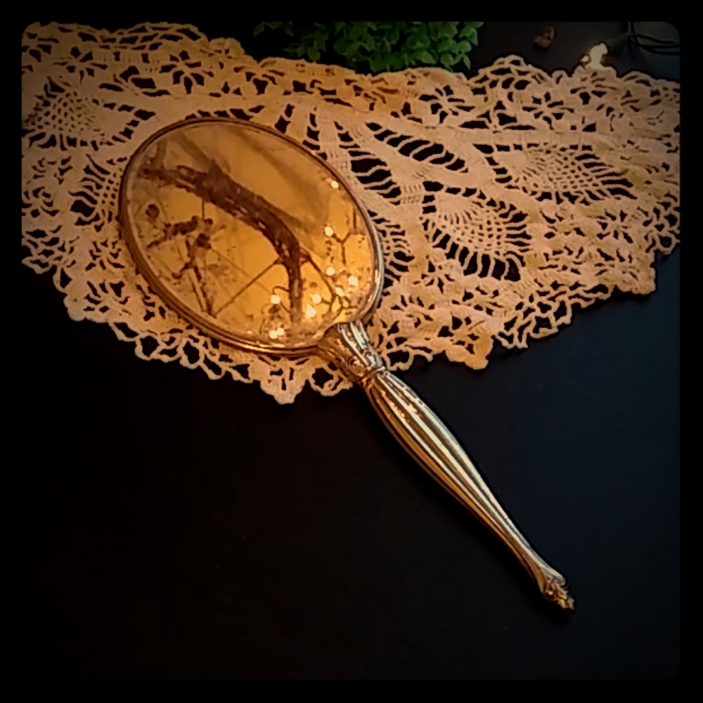 Antique Handheld Mirror Vanity Ornate Victorian